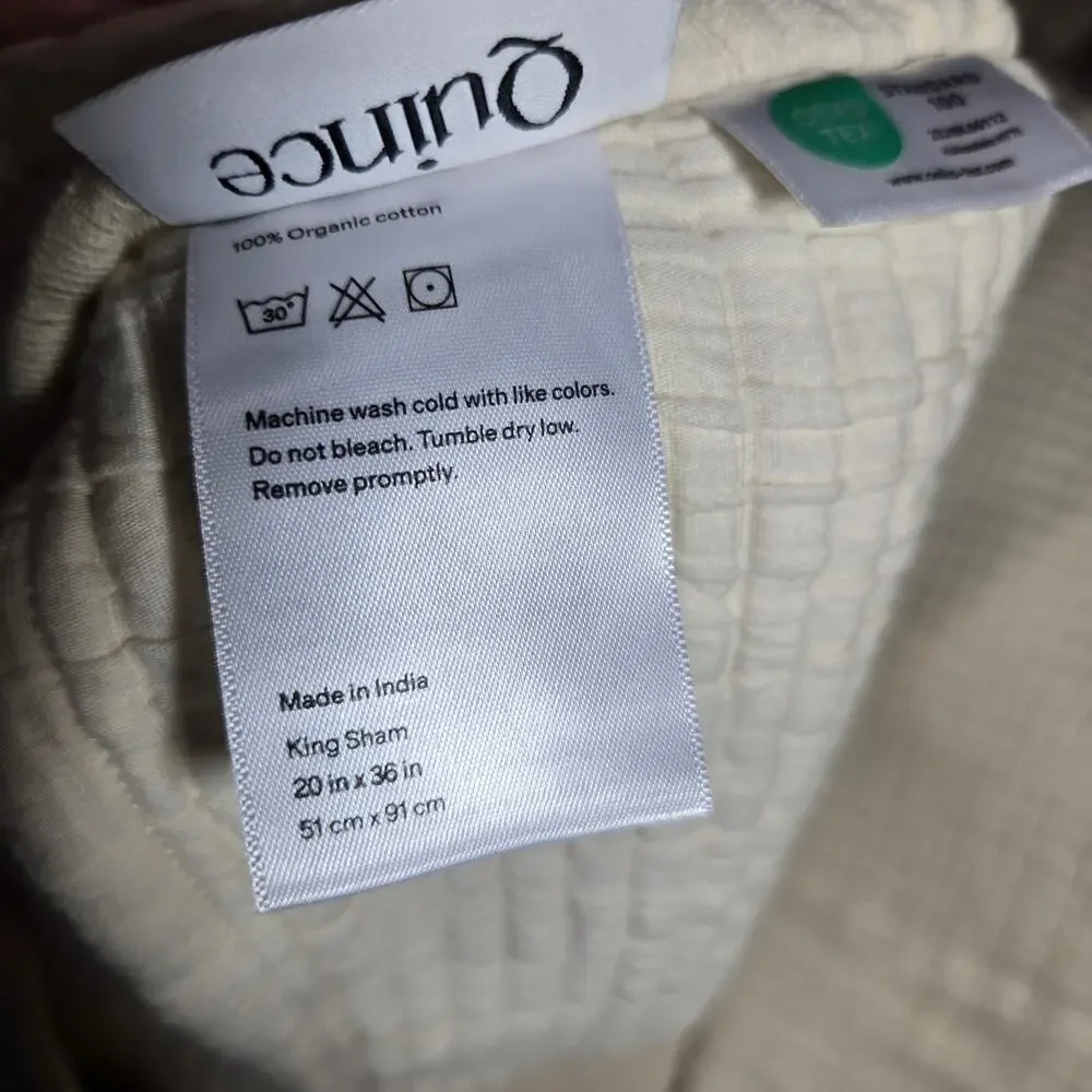 NWT Quince Organic Ribbed Cotton Coverlet 3Pc Set King Cal King Ivory $154 MSRP